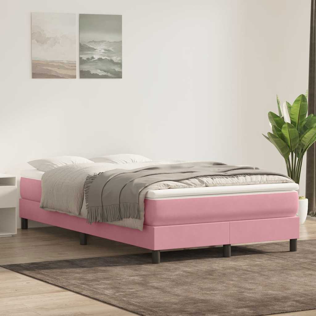 Box Spring Bed without Mattress Pink 120 x 210 cm Velvet