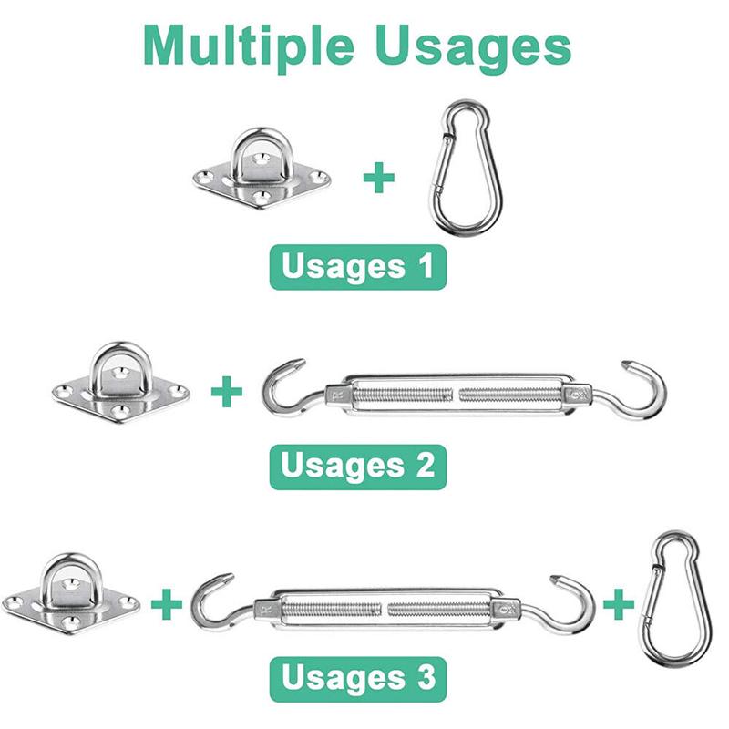 44pcs Sun Shade Sail Stainless Fixing Fitting Kit Garden Patio Awning Canopy Accessory