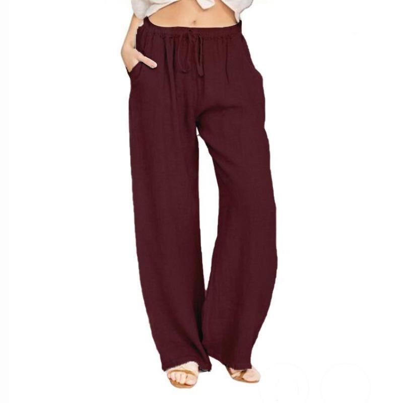 EastRogue Plus Size Women's Fashion Casual Solid Color Print Loose High Waist Trousers Pants & Capris