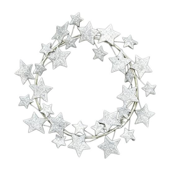 Metal Star Wreath for Front Door 11  Glitter Shiny Star Sparkling Wreath for Wall Mantle Holiday Party Indoor Outdoor Decoration