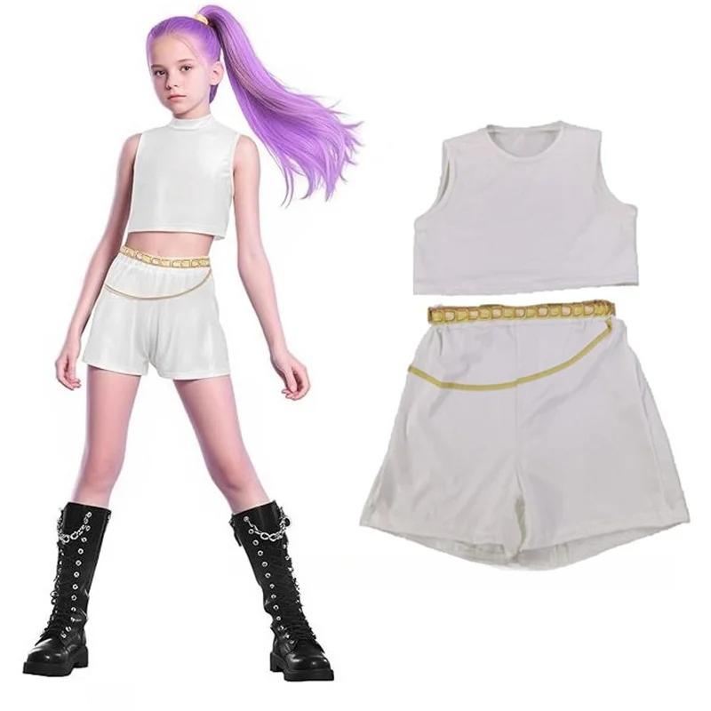 Kids Girls Kpop Demon Hunters Cosplay Costume Rumi Zoey Mira Uniform Suit for Halloween Performance Party Roleplay Outfits