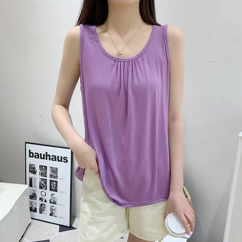Home vest women's summer thin large size loose sleeveless top casual round neck inner suspender bottoming shirt