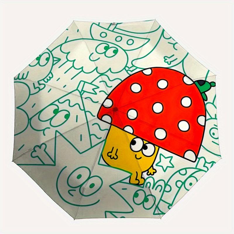 

1pc Mushroom Hat Automatic Open/close Folding Umbrella, Compact Portable Travel Umbrella, Perfect Birthday/Christmas, Cute Umbrella, Durable