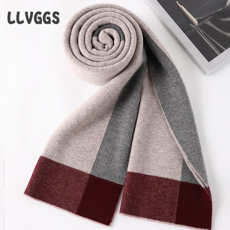 Winter New Men's Pure Wool Thickened Warm Autumn and Winter Suitable for Business Simple Versatile Travel Scarf Tide