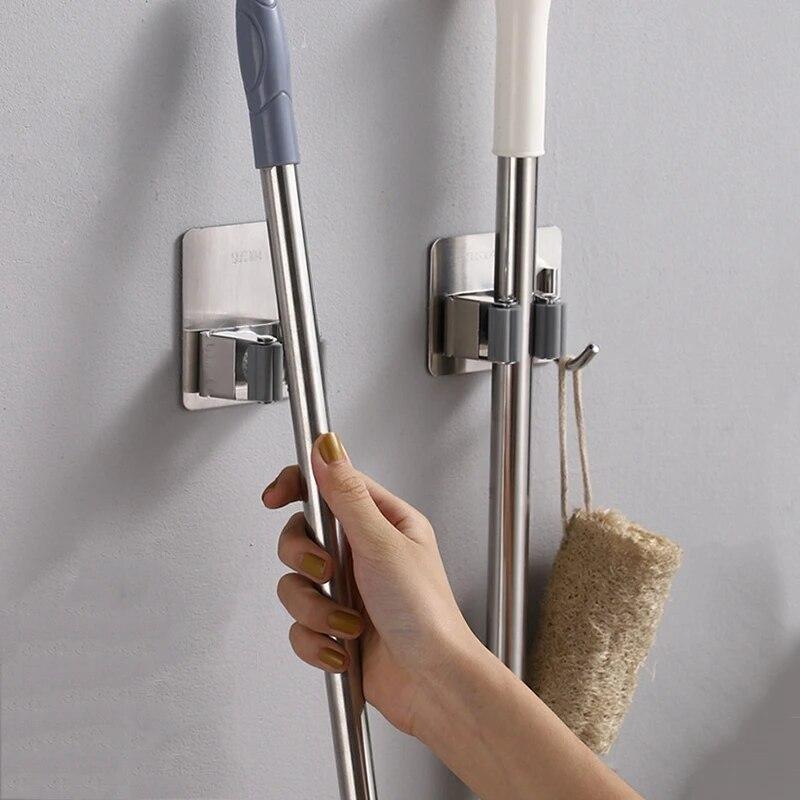 Mehrzweckhaken, selbstklebend, Wandbehang, Moppständer, Besenaufhänger, Haken für Küche, Badezimmer, Organisation, Heim-Organizer, Zubehör