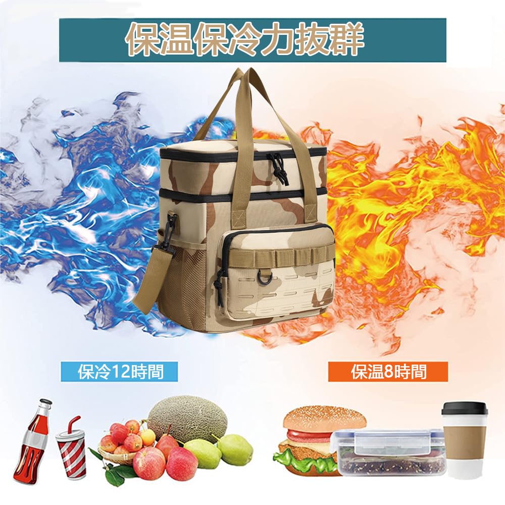 EIING Insulated Lunch Bag with Two Liters Compact and Lightweight Soft Cooler with Adjustable Shoulder Strap and MOLLE Easy Perfect for Outdoor and