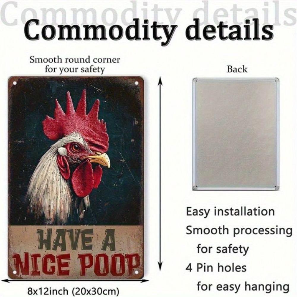 Vintage Rooster Metal Wall Sign, Funny Farmhouse Decor for Bar