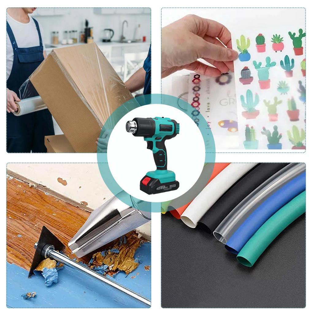 200W Handheld Cordless Hot Air Guns Temperatures Adjustable with 3 Nozzles 21V Electric Heat Guns Rechargeable for 18V Lithium Battery