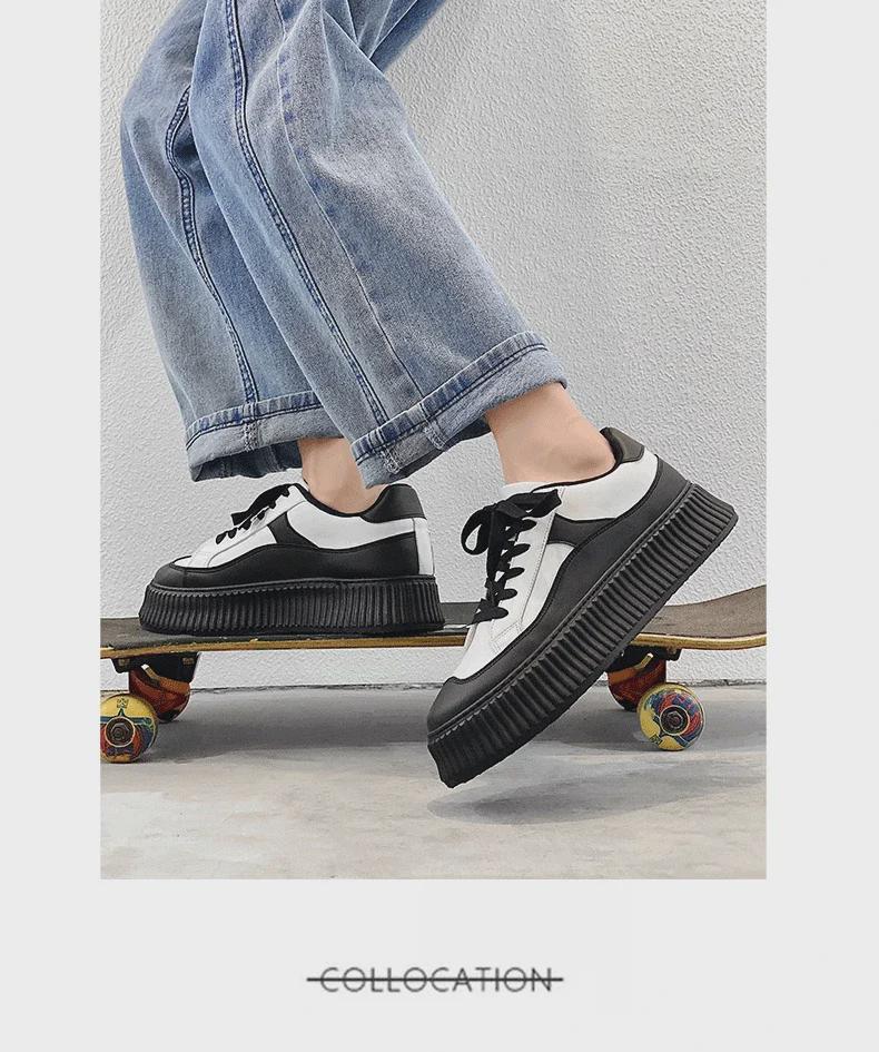 2025 Ulzzang White Sneakers: Thick-Soled, Casual Hong Kong & Harajuku Style Sports Shoes for Men