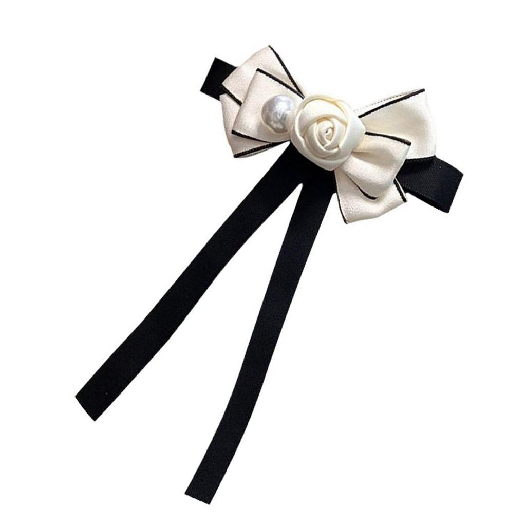 Rosett Broschnål för Kvinnor Vintage Kamelia Blomma Pärlor Fluga Förknyt Fluga Corsage Ceremoni Halsduk