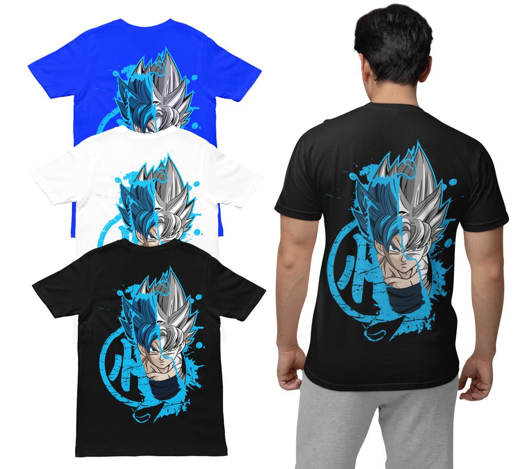 

Dragon Ball Back Print Large Goku Vegeta Majin Buu Men s Organic T-Shirt S-XXXL S