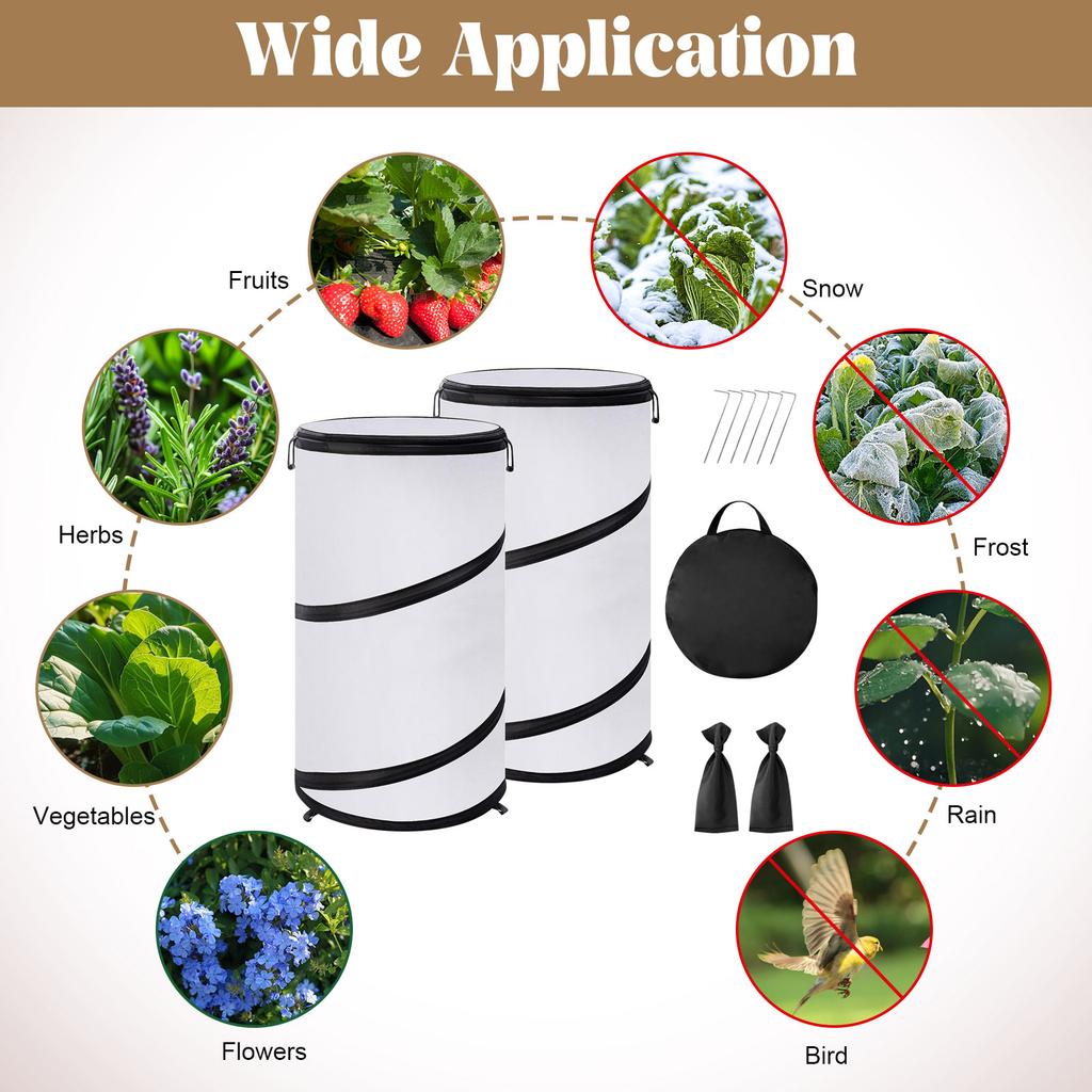 Up Winter Frost Plant Cover, 20 X 12 Inch Round Garden Plants Tent, Foldable Warm Plant Protector Enclosure For Snow Frost Indoor & Outdoor