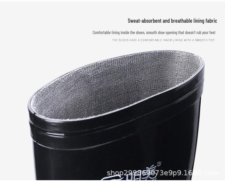 Men's Waterproof Mid & High-Calf Rain Boots: Non-Slip, Fashionable, Warm, Acid & Alkali Resistant, Rubber Sole for Kitchen Work.