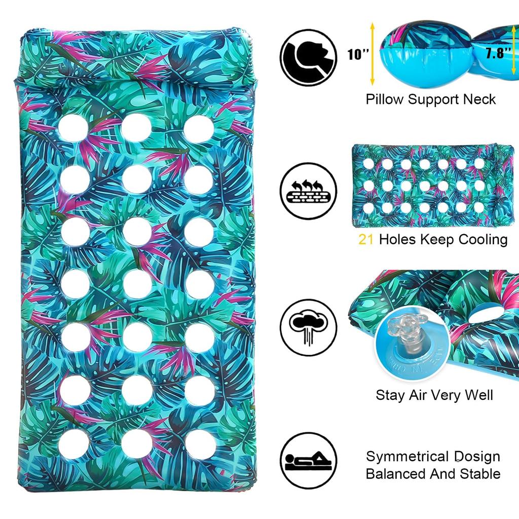 Float Ring for Adults Water Hammock Water Float Mat Pool Floating Device Boat Water Play Beach 18088CM (Green O)