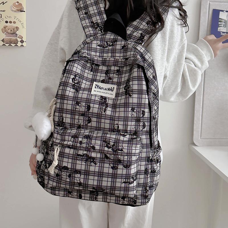 High-value schoolbag female college student small fresh floral backpack fashionable lightweight large-capacity high school travel backpack