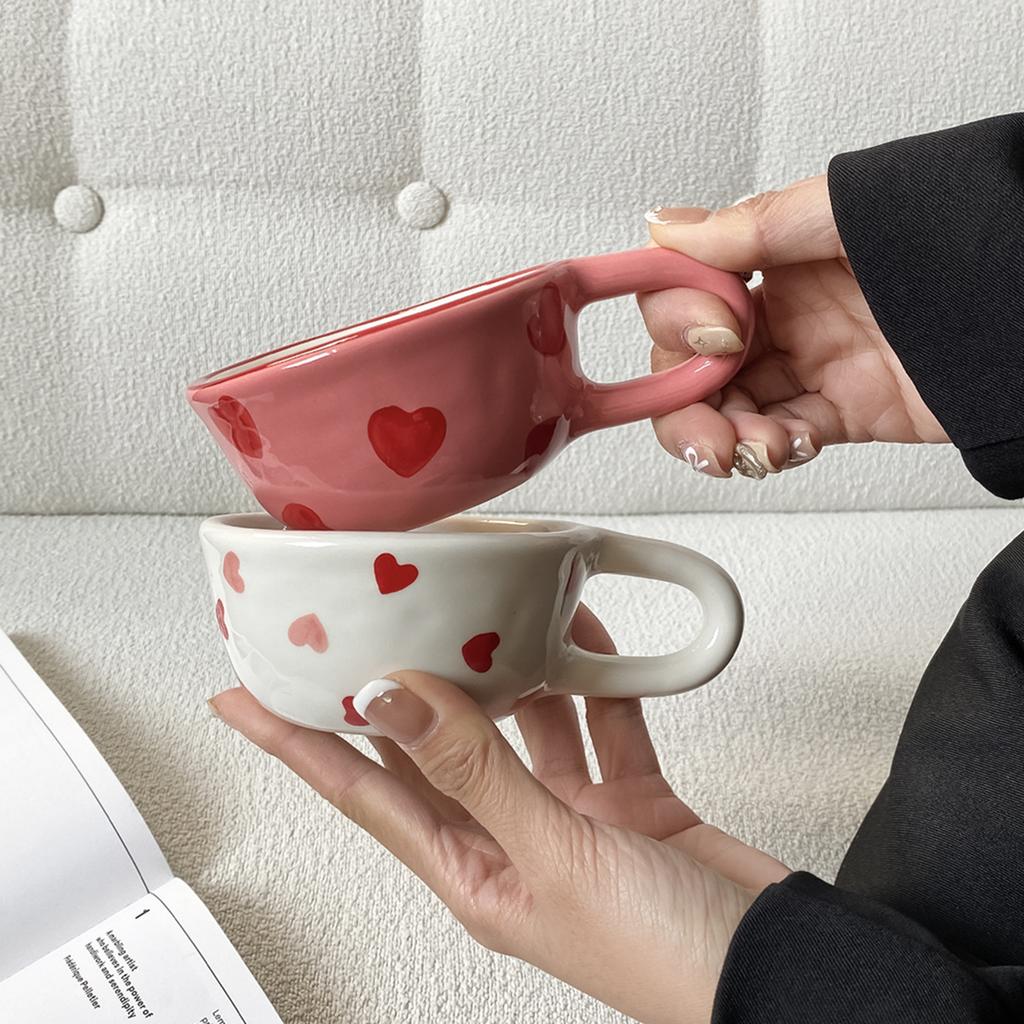 1Pc Love Ceramic Pair Cup, Creative Hand-Painted Ceramic Love Mug, Suitable for Home Decoration, Home Drinking Water