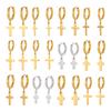 CARLIDANA Gold Plated Punk Style Cross Pendant Earrings Hip Hop Stainless Steel Hoop Earrings for Women Huggie Style-for Gift
