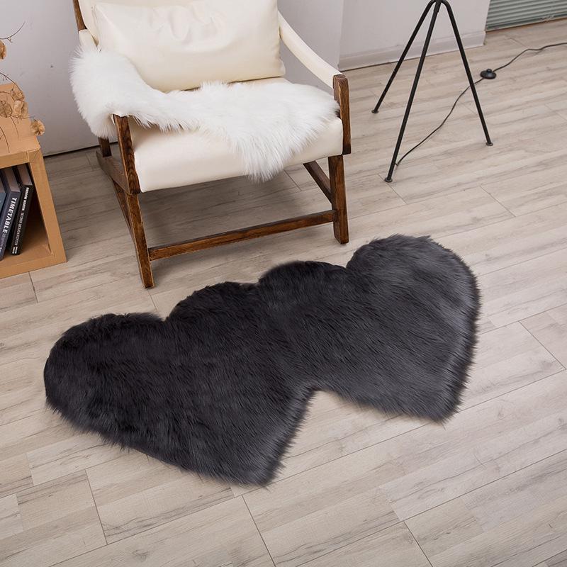 Tappeto in Lana Sintetica a Forma di Cuore Doppio - Tappeto per Soggiorno, Camera da Letto, Divano, Tavolino, Tappetino Spesso per Pavimento