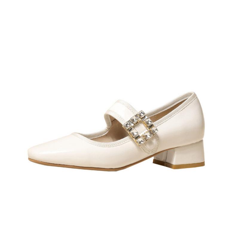 Damen lässige Schuhe mit niedrigem Absatz, neue Slipper, Lederschuhe mit eckiger Spitze, Damen Absatz Ballerinas, schwarzer Fußpedal