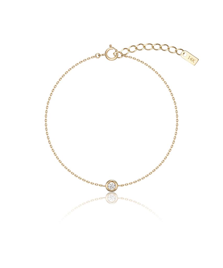 Akarki 14K Classic Bezel Stone Bracelet