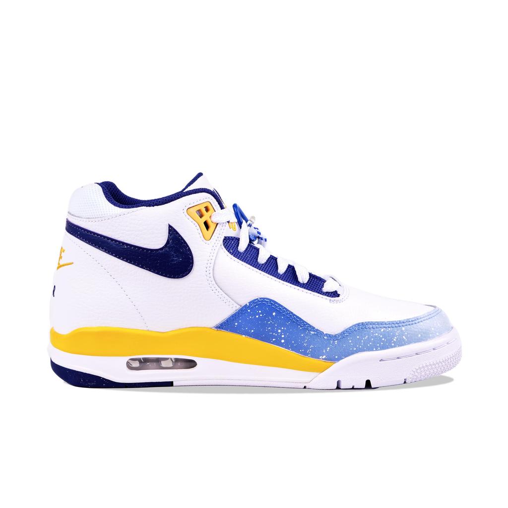 Nike Flight Legacy Slip Resistant Abrasion Resistant Mid top Vintage Basketball Shoes Men's White Blue BQ4212-102(Team626-)