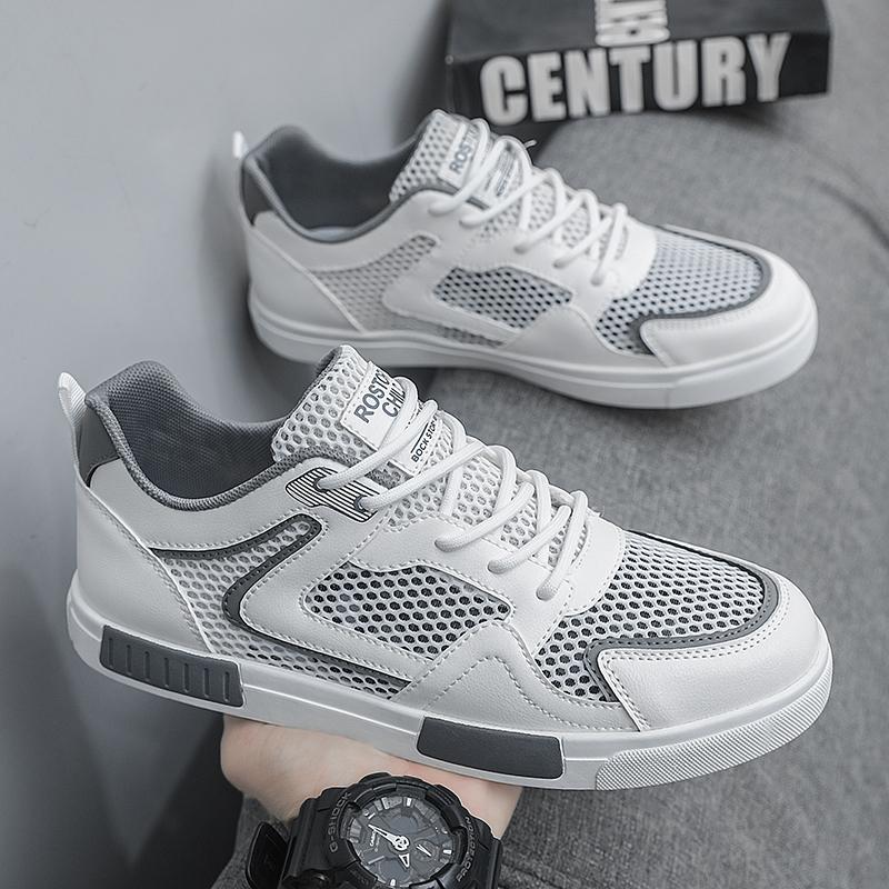 

YRZL Mens Board Shoes Low Top Breathable Mesh Outdoor Sneakers Non Slip Walking Shoes Height Comfortable Sport Shoes 43 бежевый