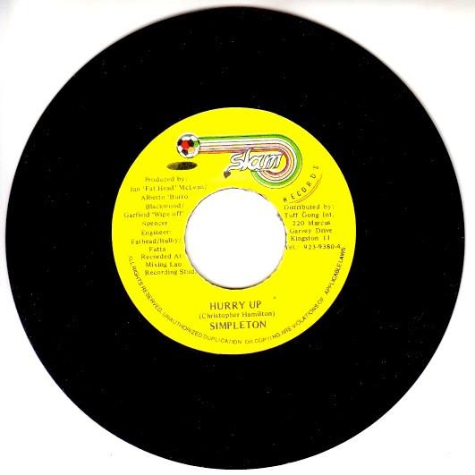 

7inch Record SIMPLETON - Hurry Up NONE Slam Records Jamaica Reggae, Ska & Dub Used