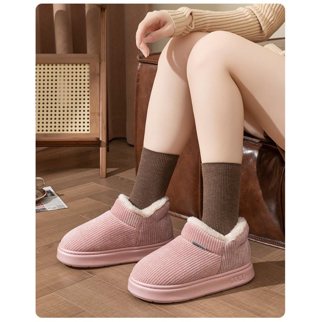 Cotton Slippers for Women, Winter Indoor Home Use, Plush Insulation for Couples, Thick Sole, Anti Slip Cotton Shoes for Men