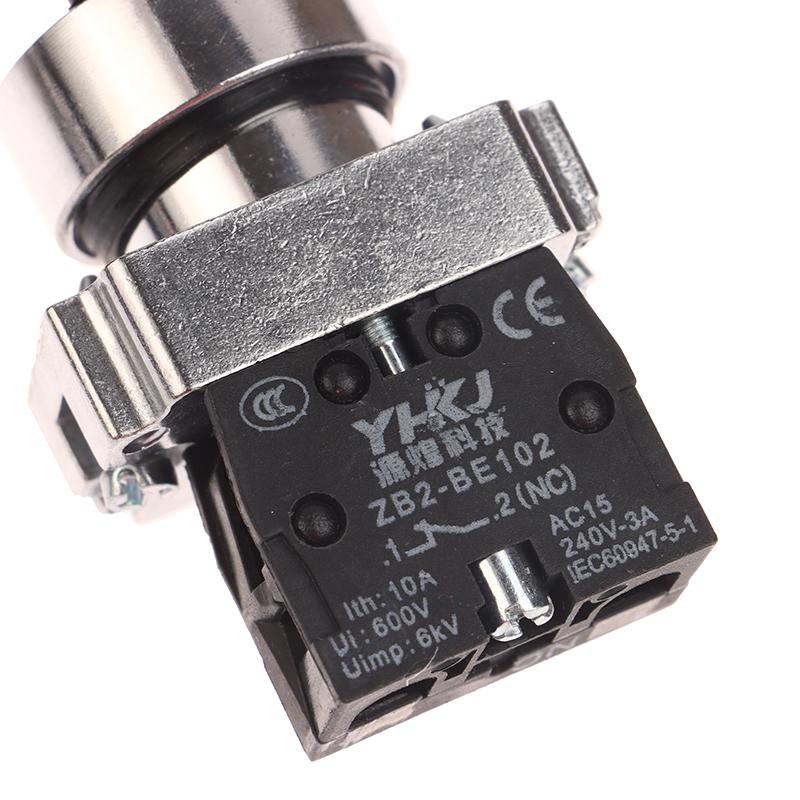 1 Pièce 22Mm Bouton Poussoir Commutateur Rotatif Xb2-Bd25 Bd53 1No1Nc 2No 2/3 Positions Auto-Verrouillage Auto-Réinitialisation Commutateur à Bouton Sélecteur