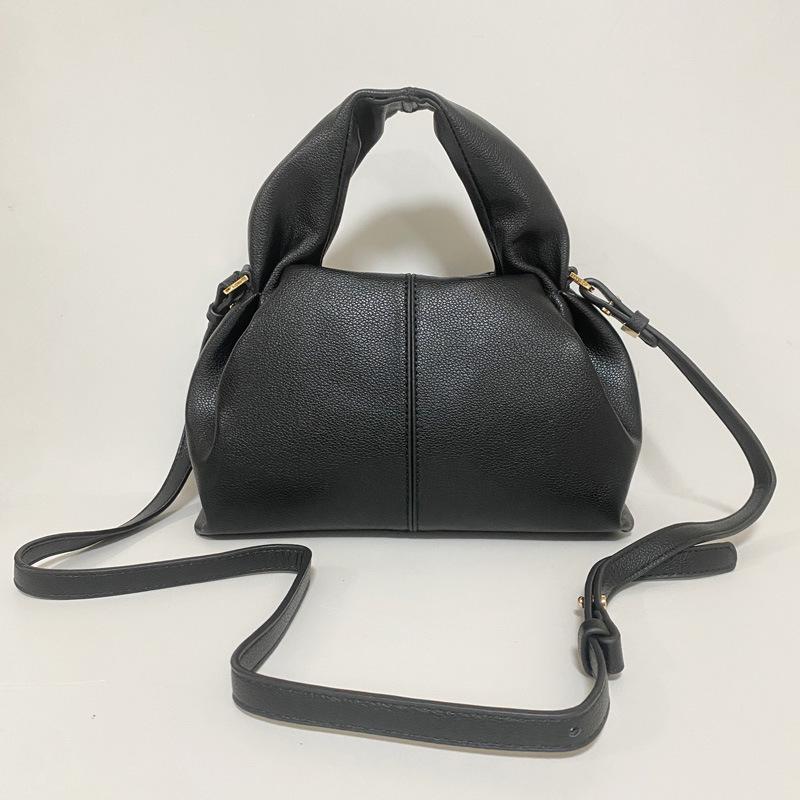 POL Cloud Bag 2025 New French Ladies Dumpling Bag Black Retro Fashion Shoulder Bag Underarm Bag