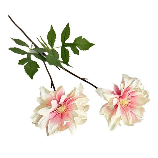 Искусственный цветок георгина с 2 головками, реалистичный букет из искусственных шелковых георгин на длинном стебле