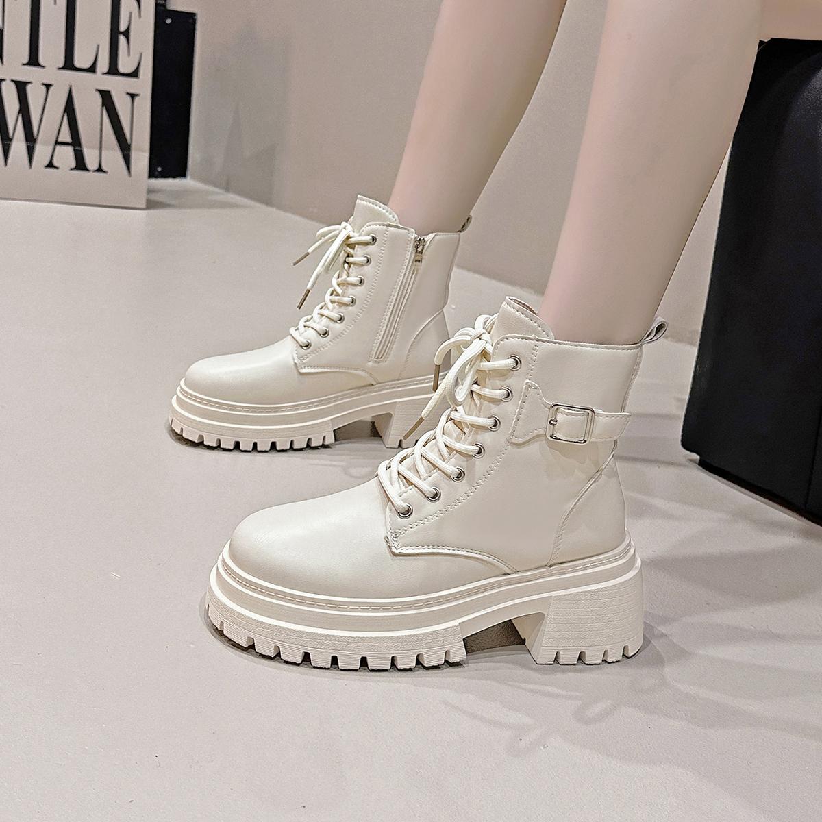 

2025 Новые ботильоны женские модные осенние повседневные женские ботильоны челси панк готические туфли платформа короткие кожаные ботинки 42