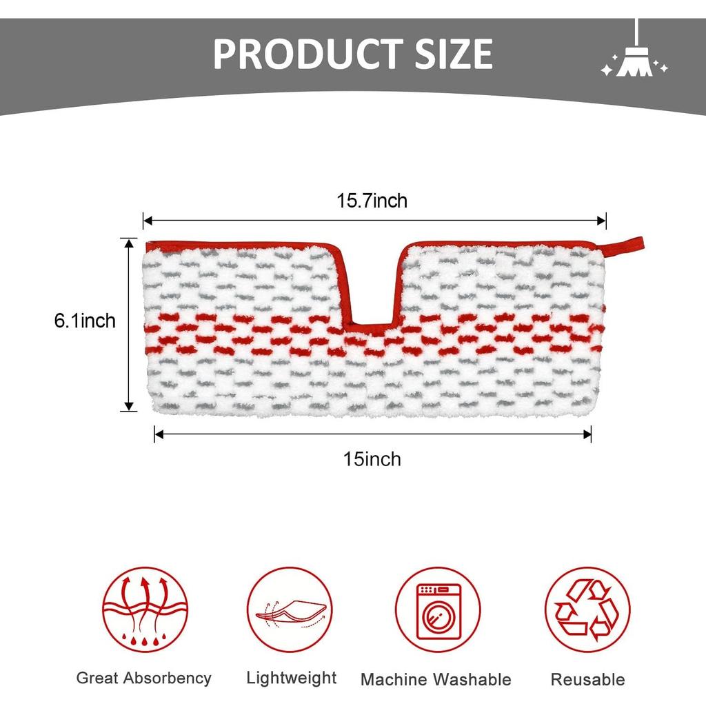 Microfiber Spray Mop Pads Compatible with Oceda ProMist MAX, Dual-Action Washable Flip Mop Pads Replacement for Dry Wet Floor Cleaning, 3 Packs Red