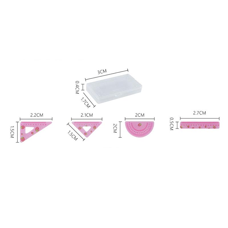 4Pcs/Set Dollhouse Simulation Learning Ruler Model Toy Mini Plastic Rulers Set Square Learning Props Children'S Learning Gifts