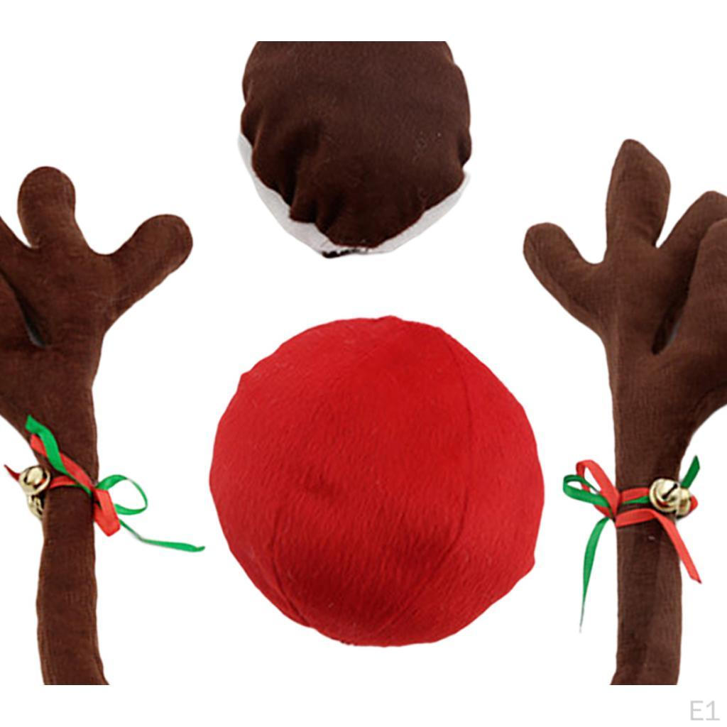 Christmas Car Reindeer Antlers and Nose Decorations Premium Material Holiday Accessory LED Vehicle
