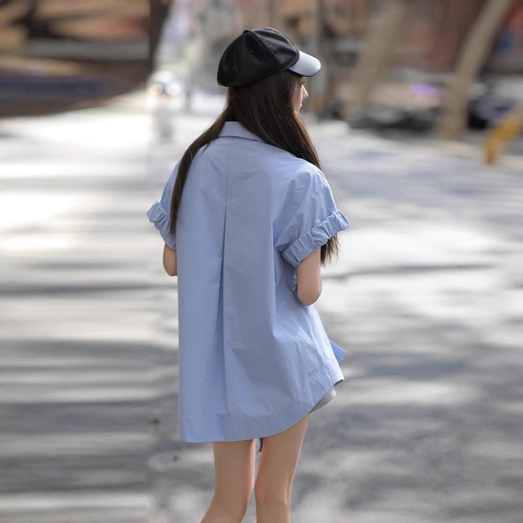 Women's Short-sleeved Summer New Style Design Niche Mid-length Pure Cotton Top