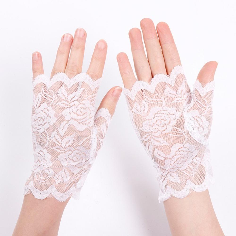 Lace Rose Flower Fishnet Gloves Party Dress Performance Gloves New Wedding Bridal Gloves  Sexy