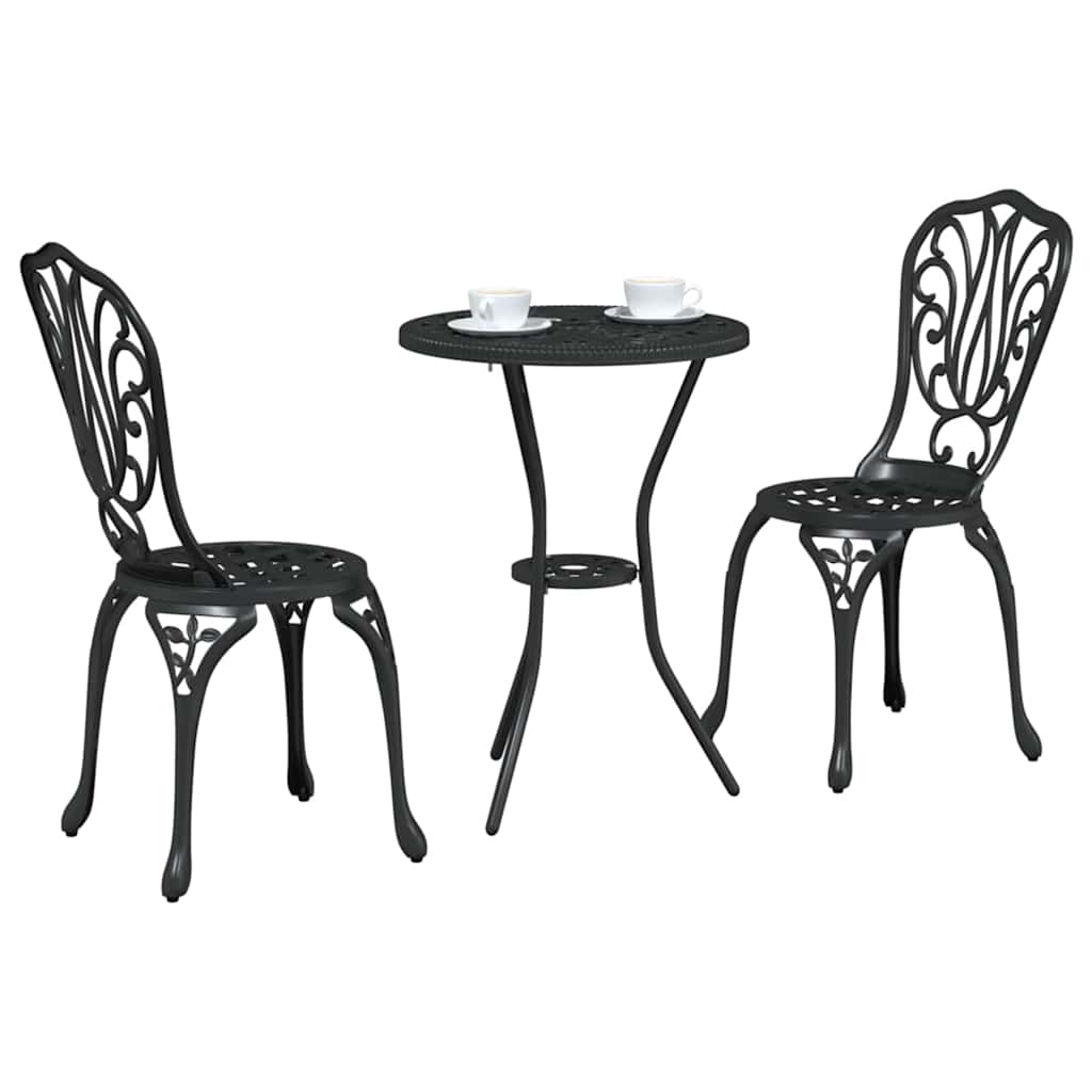 Garden Bistro Set 3 pcs Black Aluminum