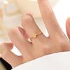 INS Stainless Steel Colorfast Four-Leaf Clover Ring - Women's Thin Luxury Flower Design