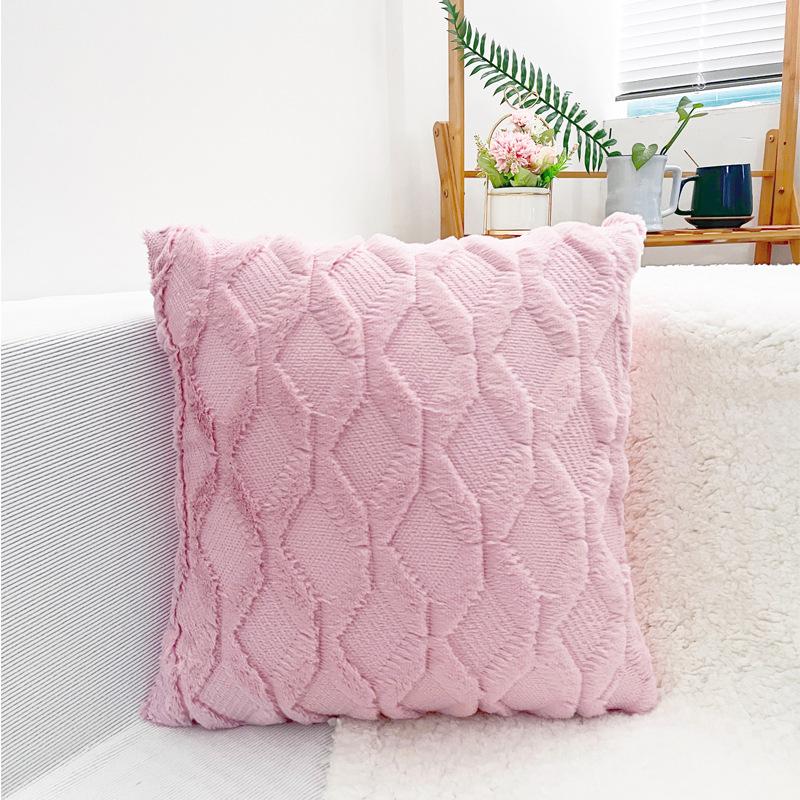 

Плюшевая наволочка с кроличьим ворсом, стеганая, без наполнителя, однотонная, диванная подушка, прикроватная наволочка, подушка-подушка, поясничная наволочка Single-sided 45 * 45cm (excluding core)