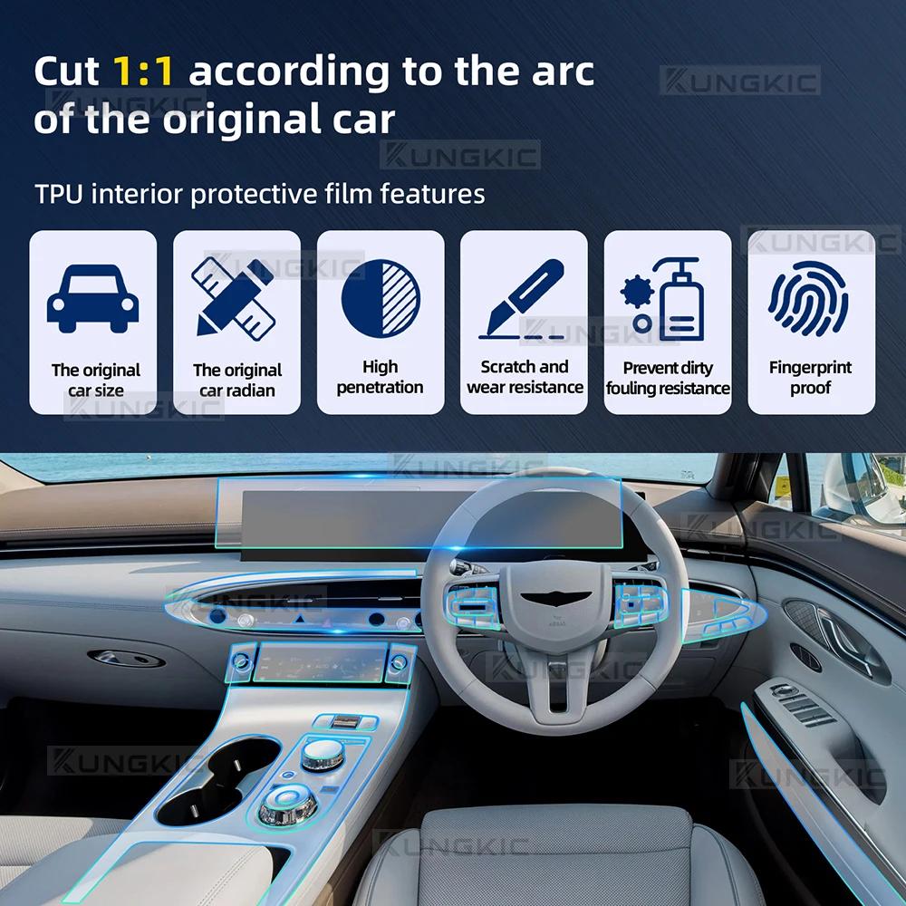 Interior Thin Film Transparent TPU Gear Panel Center Console Anti-scratch Resist Refit For Genesis GV70 2025 Car Accessories