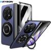 KEYSION 360° Rotating Magnetic Ring Stand Phone Case for MagSafe for OPPO Find N5 Hinge Phone Cover with Glass Screen Protector