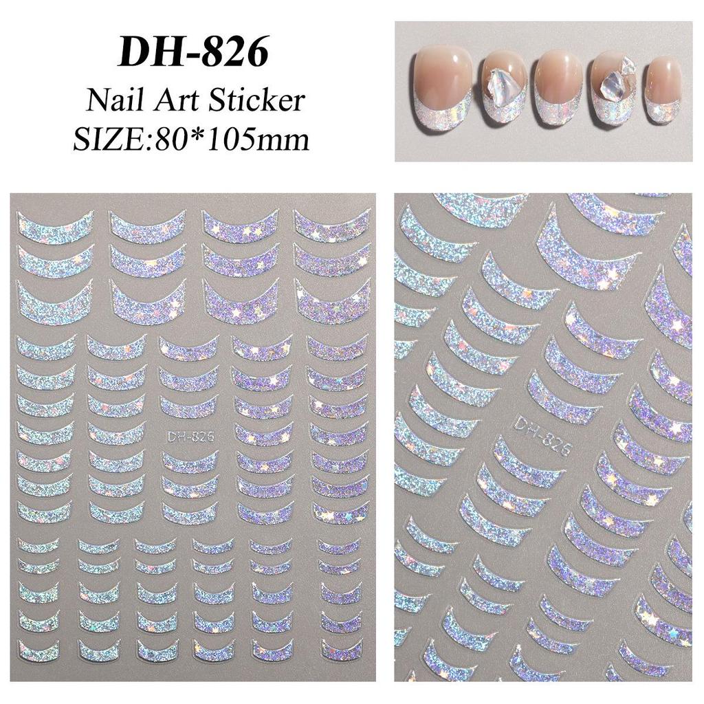Self-Adhesive Gold & Silver Foil French Nail Stickers In Trendy DH Style