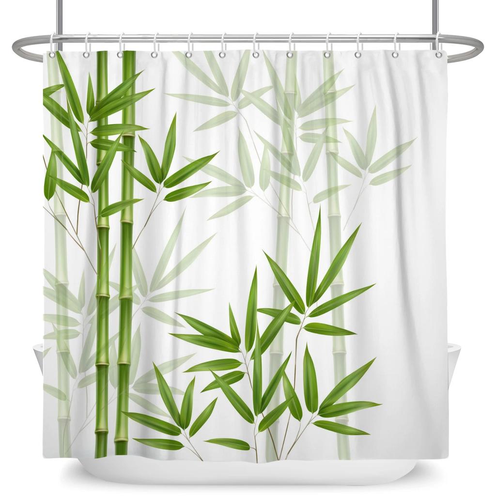 Animal Panda Cartoon Funny Shower Curtains Waterproof Polyester Green Bamboo Plants Printing Shower Curtain for Bathroom Decor