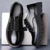 New Leather Shoes for Men Solid Color Casual Shoes Lace Up Driving Shoes Platform Black Male Cowhide Leisure Shoes 38-44