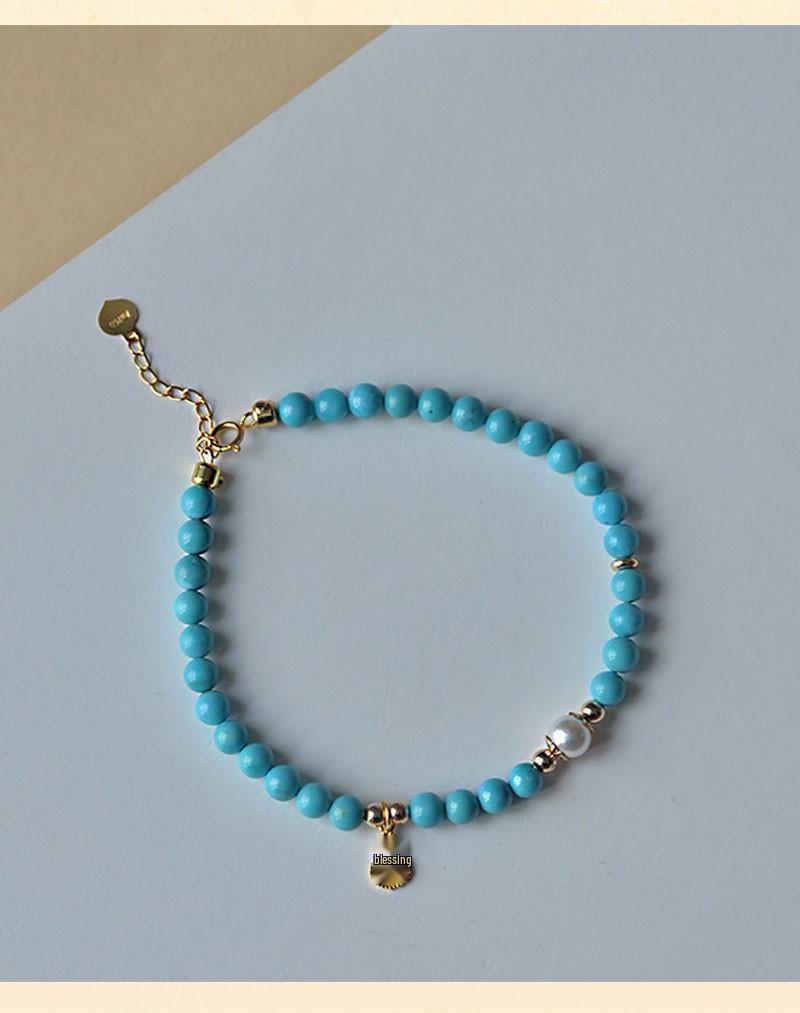 Бирюзовый изящный браслет с бусинами Meiling