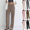 Einfarbig Hohe Taille Gerade Damen Formeller Anzug Lange Hose