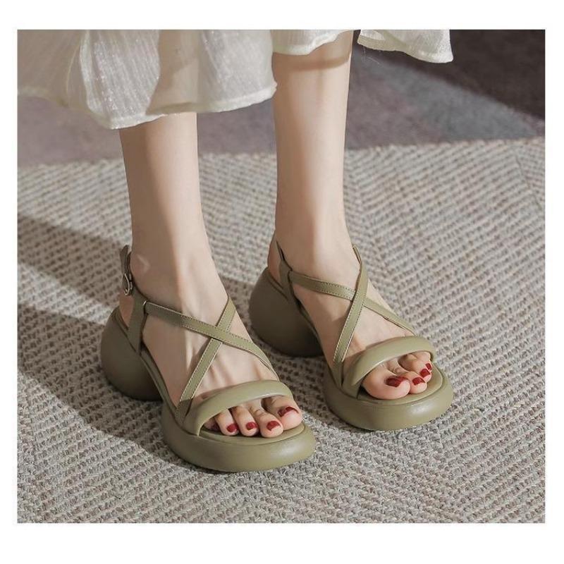 Cross-heeled Sandals for Women in The Summer of 2025, Versatile and Anti-slip Thick-soled Casual Beach Shoes and Sandals