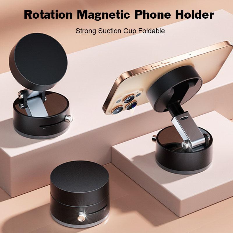 Mini Magnetic Car Phone Holder Strong Suction Cup Phone Holder Foldable Rotation Holder With Magnetic Attraction Plate