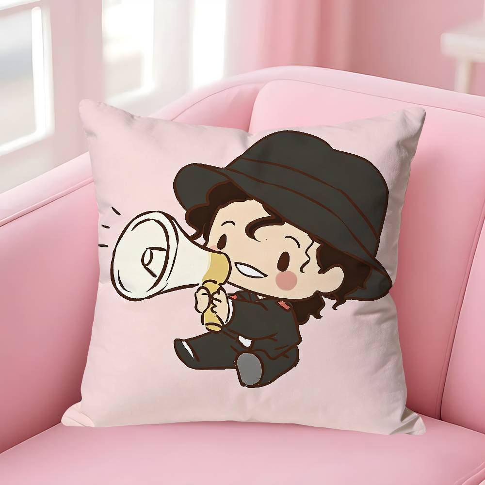 Lindas Fundas de Almohada Chibi de Michael Jackson para Dormitorio Sala de Estar Sofá Decoración del Hogar Funda de Cojín de Poliéster con Cremallera